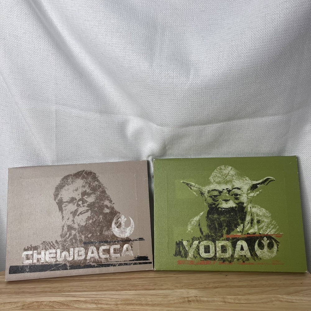 Star Wars Mini Canvas Wall Art Set Of 2 Yoda Chewbacca